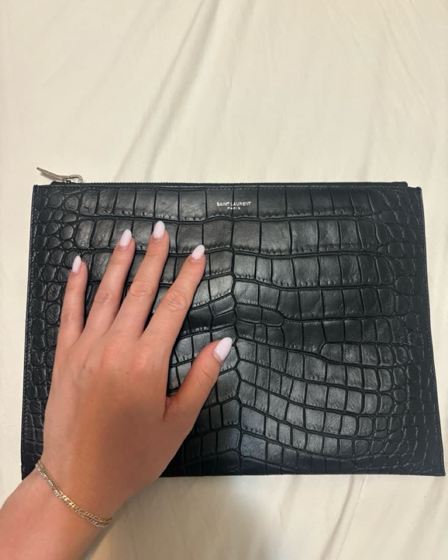 Saint Laurent Croc-Embossed Clutch - Image 4