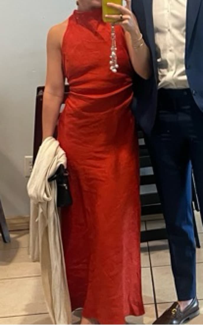 Red Reformation High Neck Linen Maxi  - Image 1