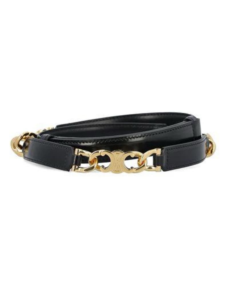Celine Triomphe Small Black Leather Belt - Image 3