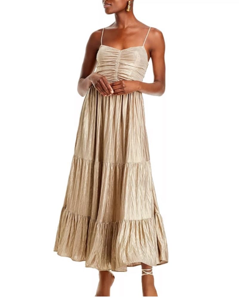 AQUA Metallic Champagne dress - Image 1