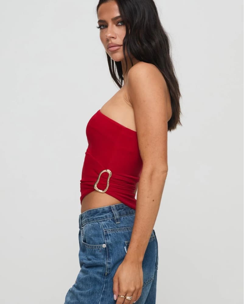 Machiatto One Shoulder Top Red - Image 2