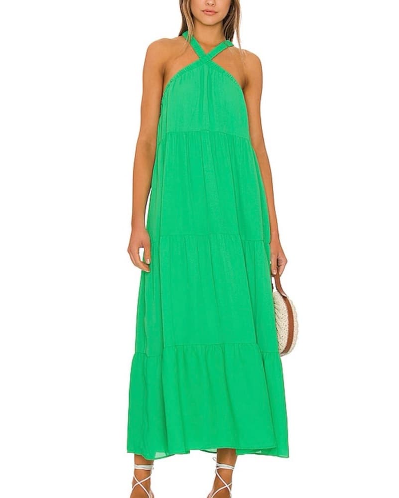 Hallie Halter Dress in Spring Green - Image 1