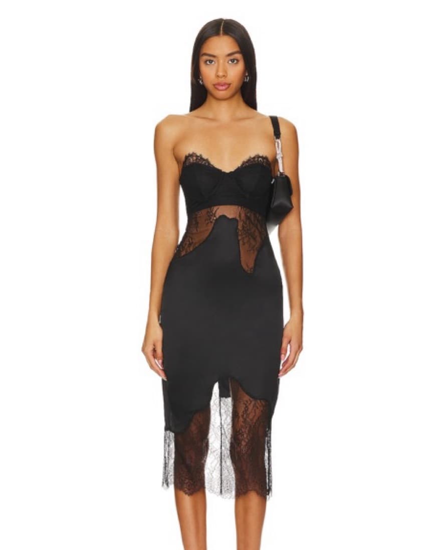 NBD Black Lace Midi Dress  - Image 1