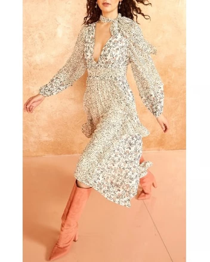 Primrose Asymmetrical Silk Ruffle Dress - Image 1