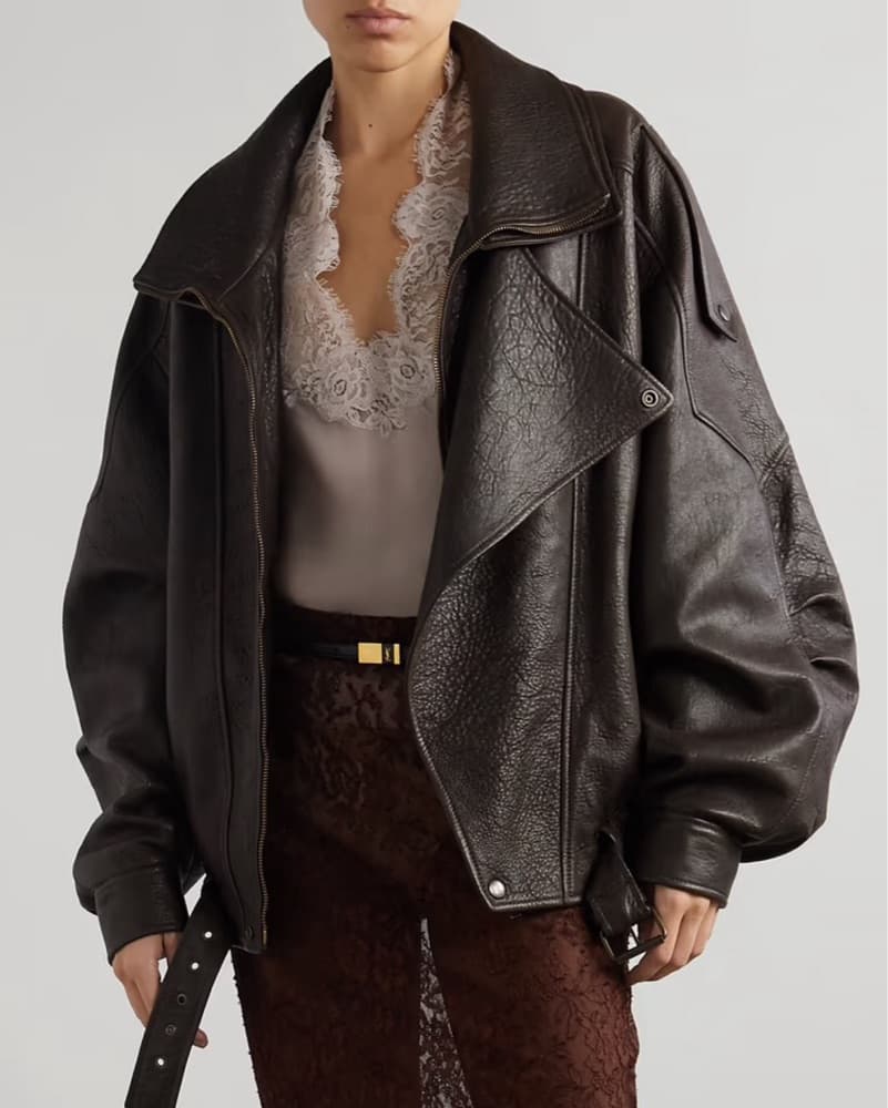 Saint Laurent Oversized Leather Jacket - Image 1