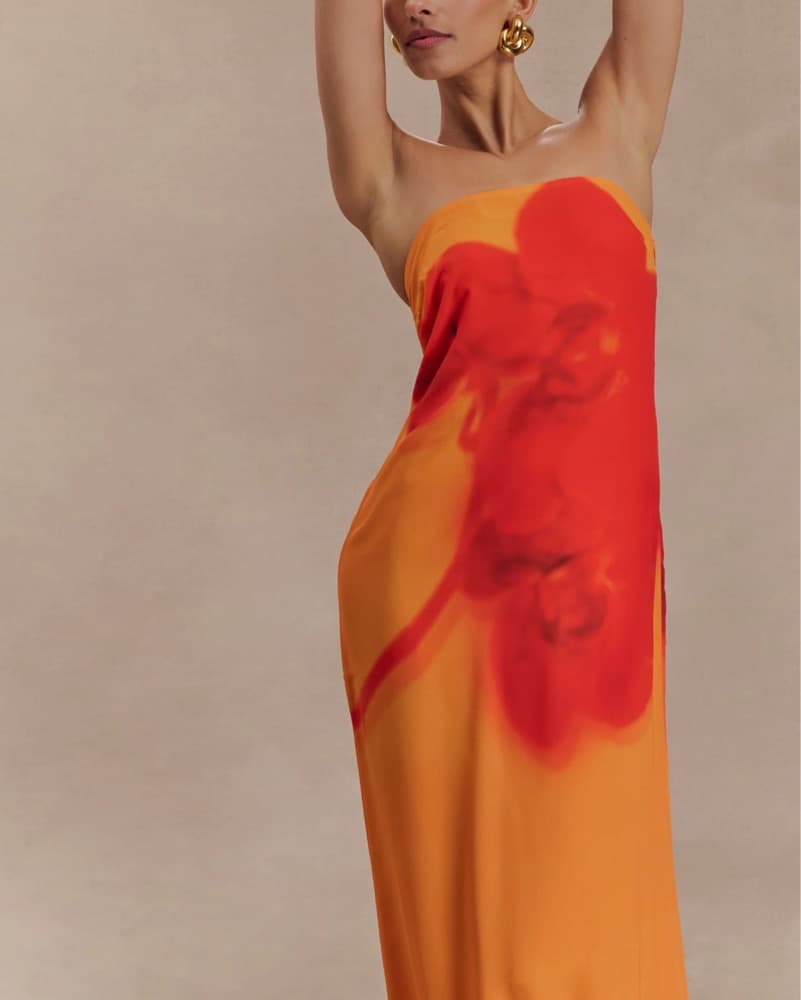 Amaya Strapless Chiffon Maxi Dress - Koi - Image 4
