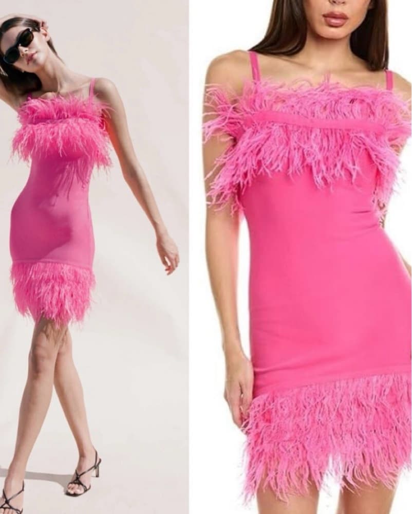 Pink Feather Staud Dress - Image 1
