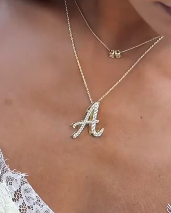 EP JEWELS ICED SCRIPT LETTER NECKLACE: A - Image 2