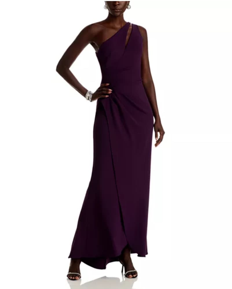 Elegant One-Shoulder Mulberry Gown - Image 1