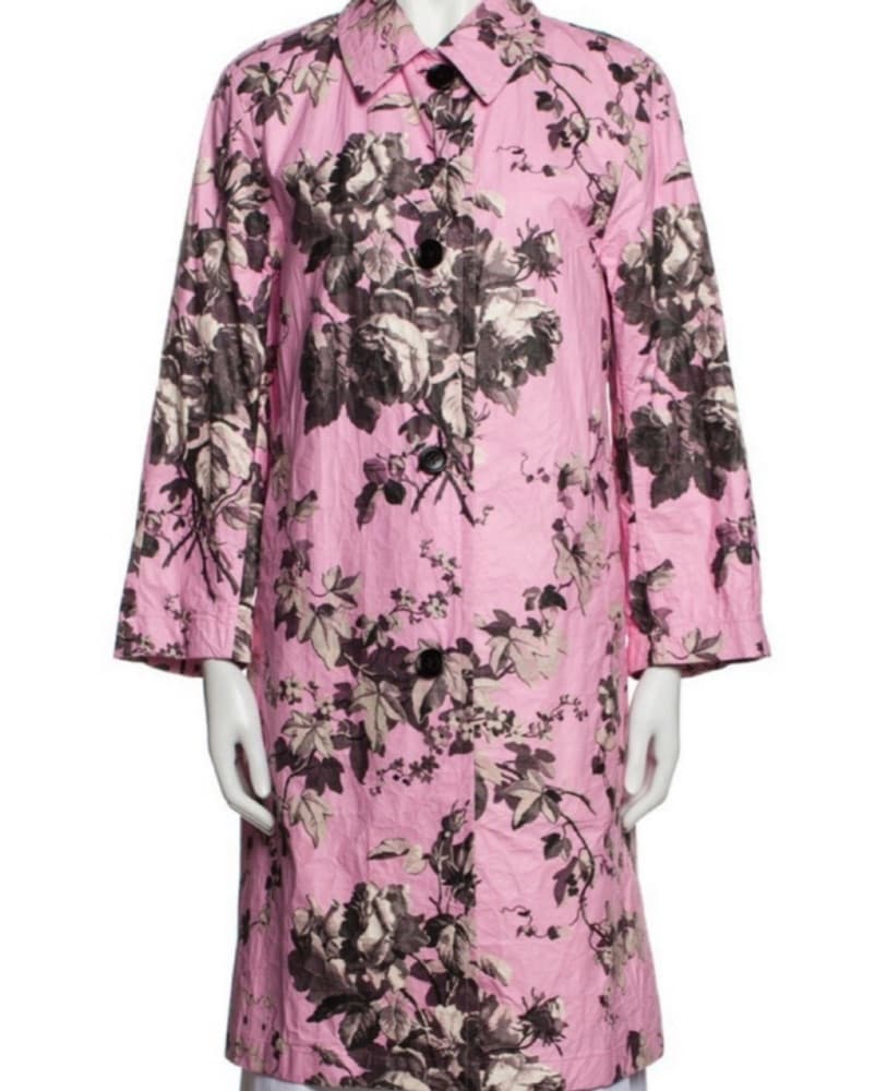 DRIES VAN NOTEN Pink Floral Rain Coat - Image 2