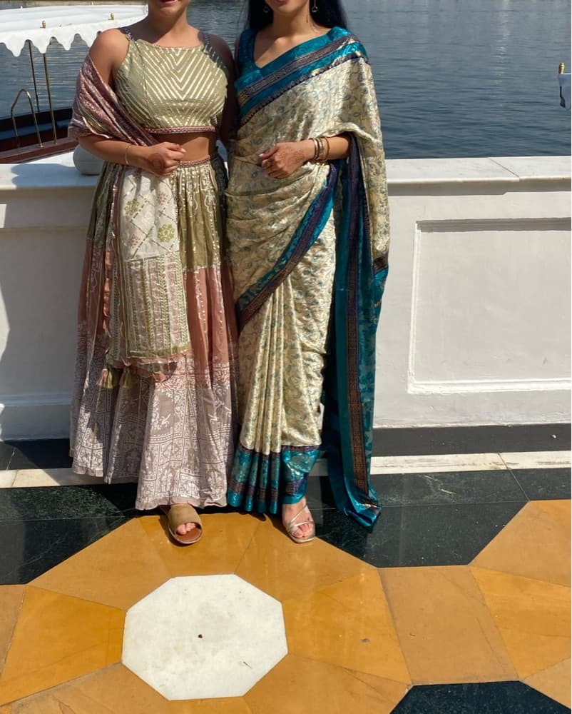 Gold And Teal Saree/Sari - Image 1