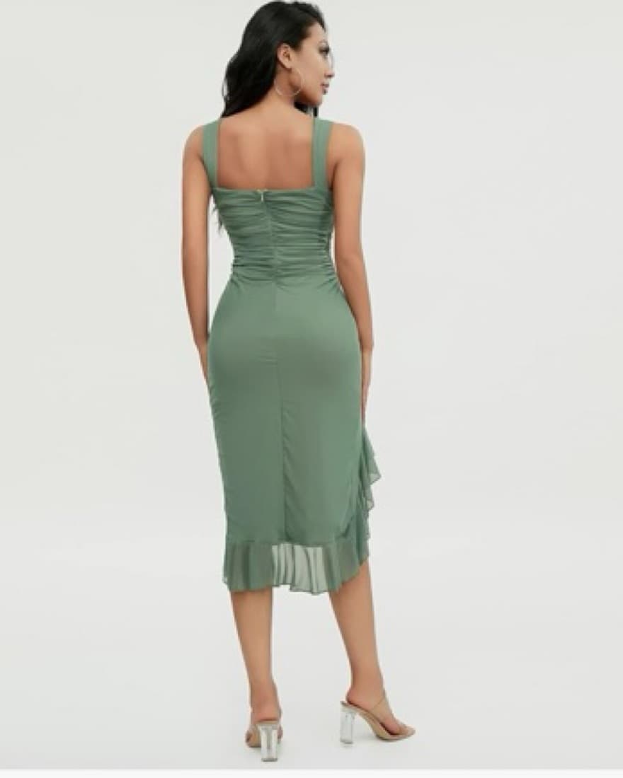 Sage Green Ruffle Dress - Image 3