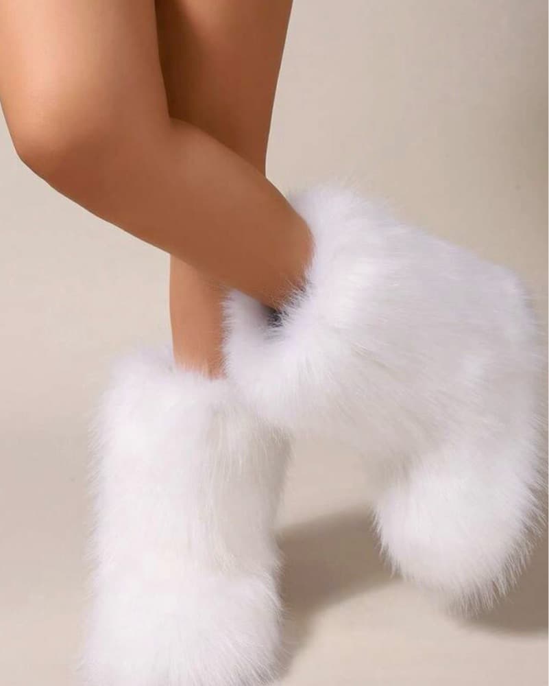 White Fur Boots  - Image 1