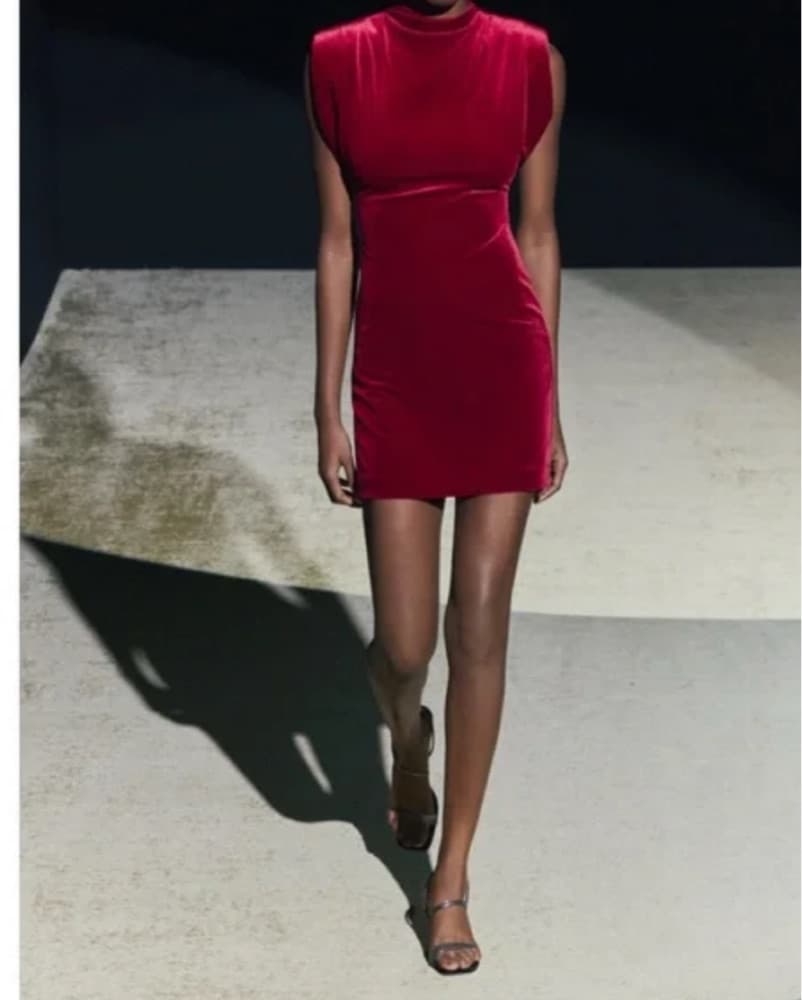 Red Velvet Minidress - Image 1