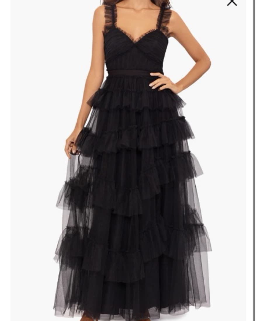 Black Tiered Ruffle Gown - Image 1
