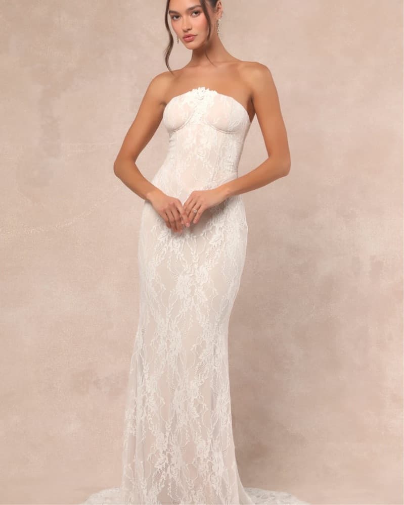 Valeria White Lace Strapless Bustier Max - Image 2