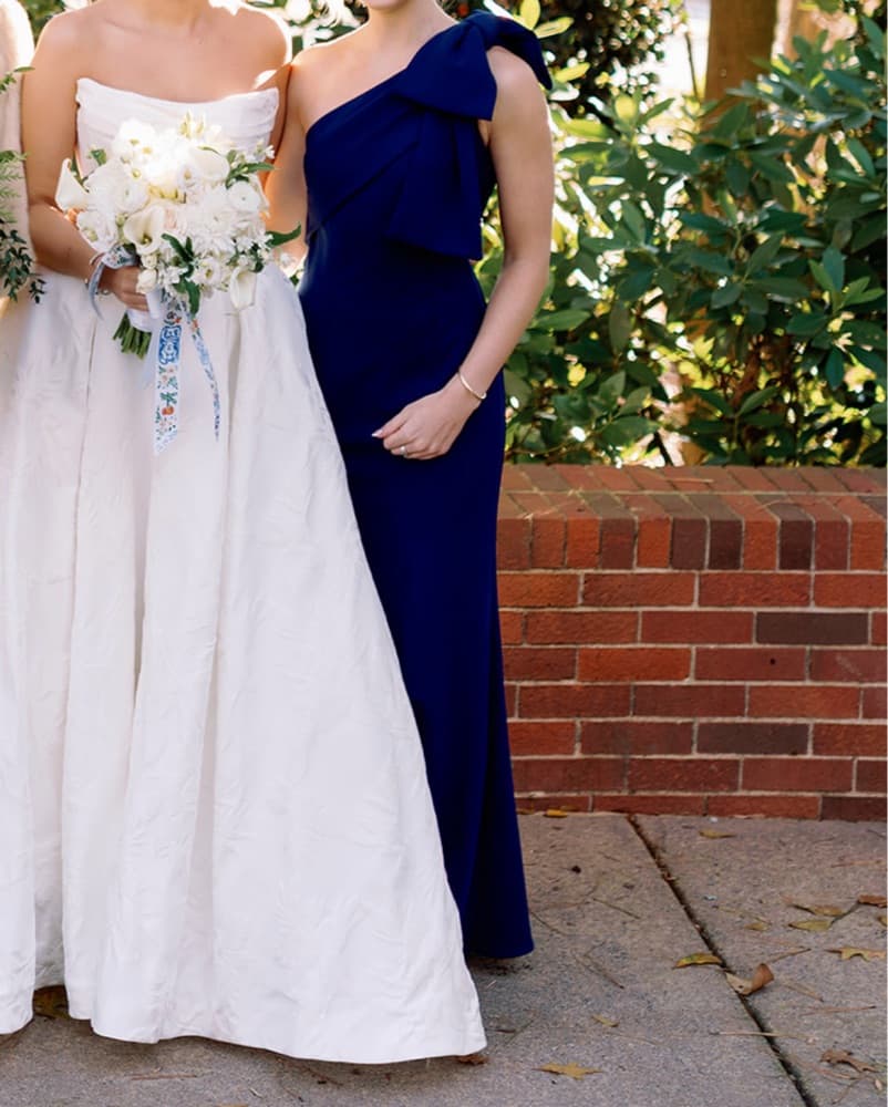 Adriana Papell One-Shoulder Navy Gown XS - Image 4