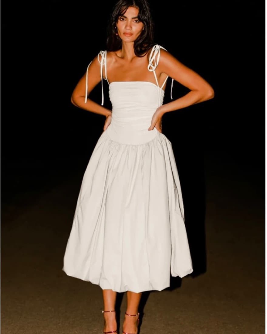 Amy Lynn PuffBall Dress in White - Image 1