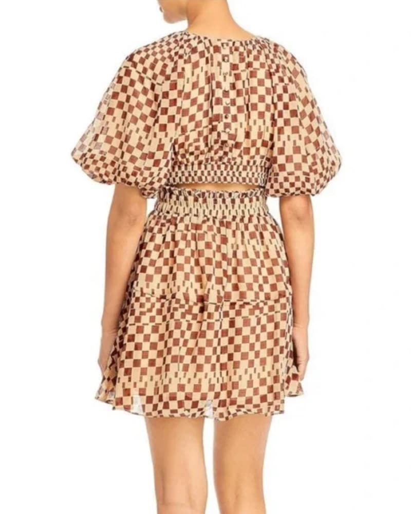 Brown & Tan Checkered Moon River Dress - Image 2
