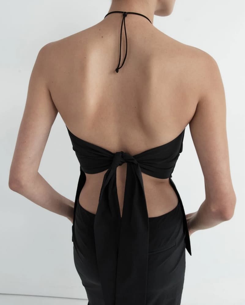 St. Agni Strapless Tie Back Top Black S - Image 1