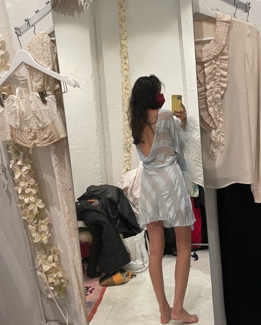 Sheer Dana Foley Feather Dress - Image 4