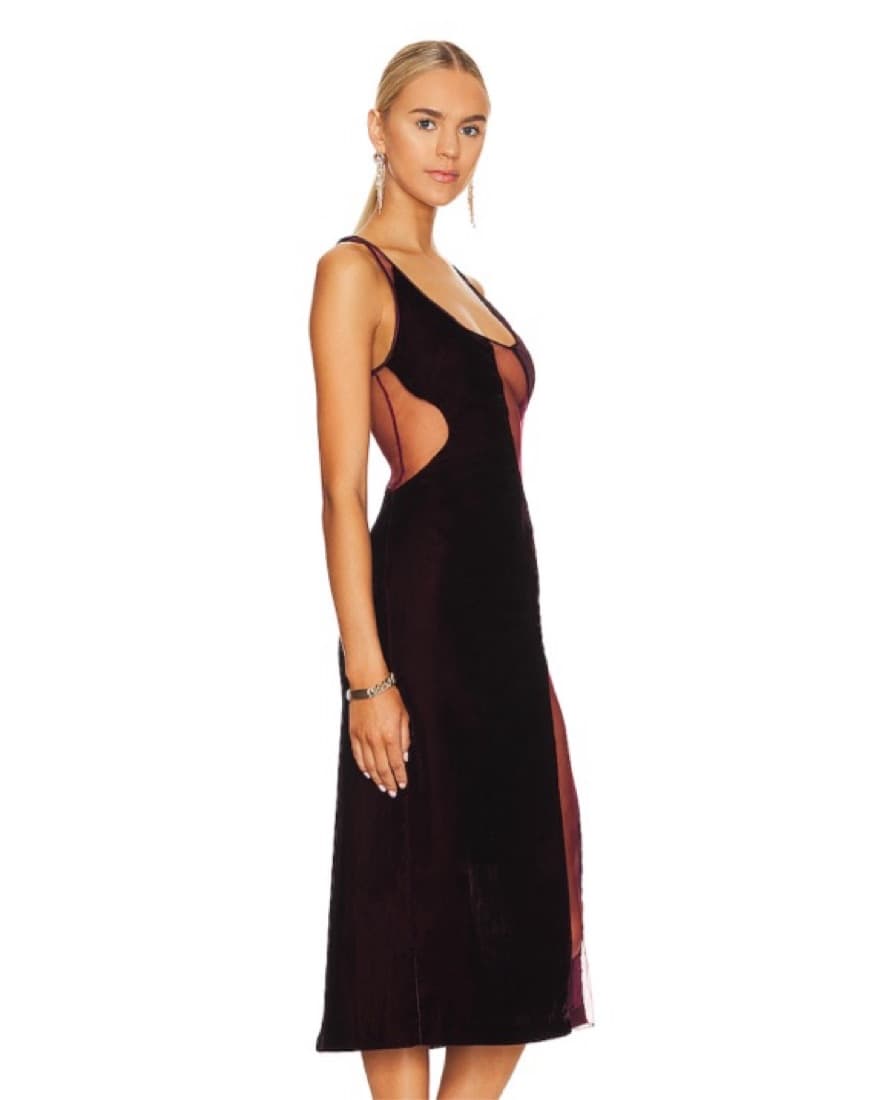 Revolve Velvet & Sheer Midi Dress - Image 2