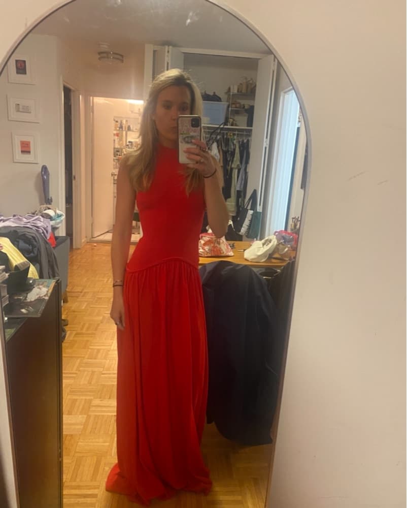 Red Solid & Striped Dress - Image 4