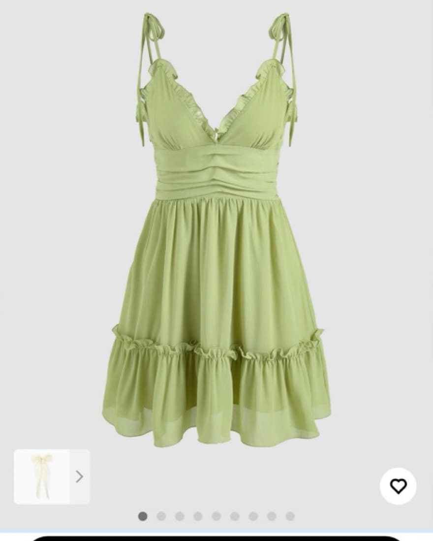 Ruffled Mint Green Tie-Shoulder Dress - Image 1