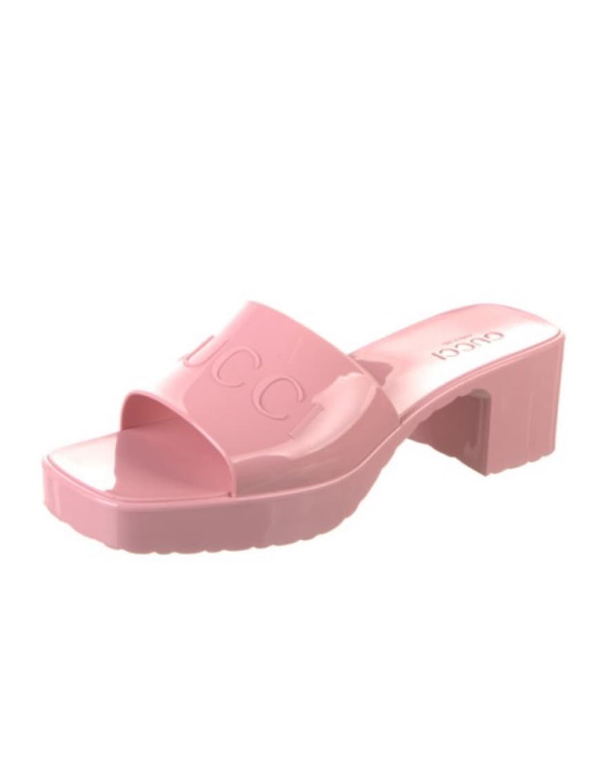 Gucci Pink Rubber Slides - Image 1