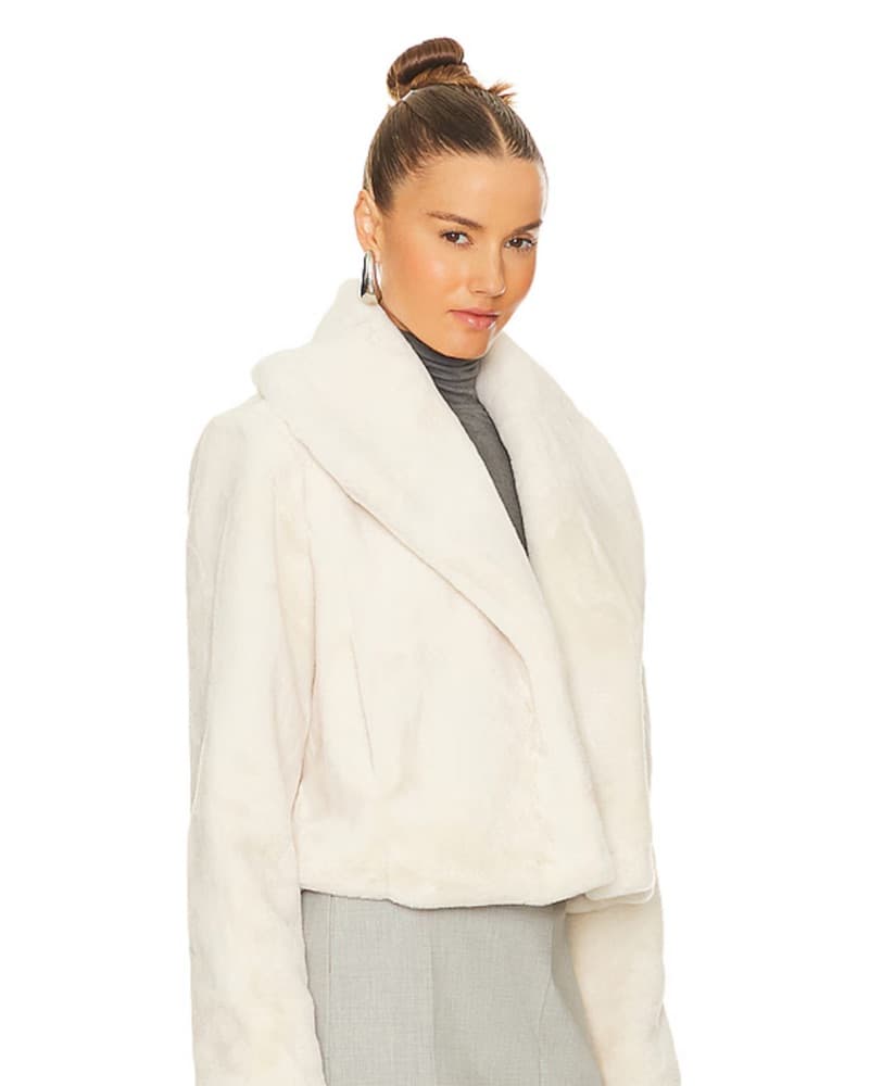 White Faux Fur Jacket - Image 2