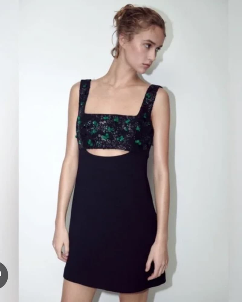 Black And Green Sequin Minidress - Image 1