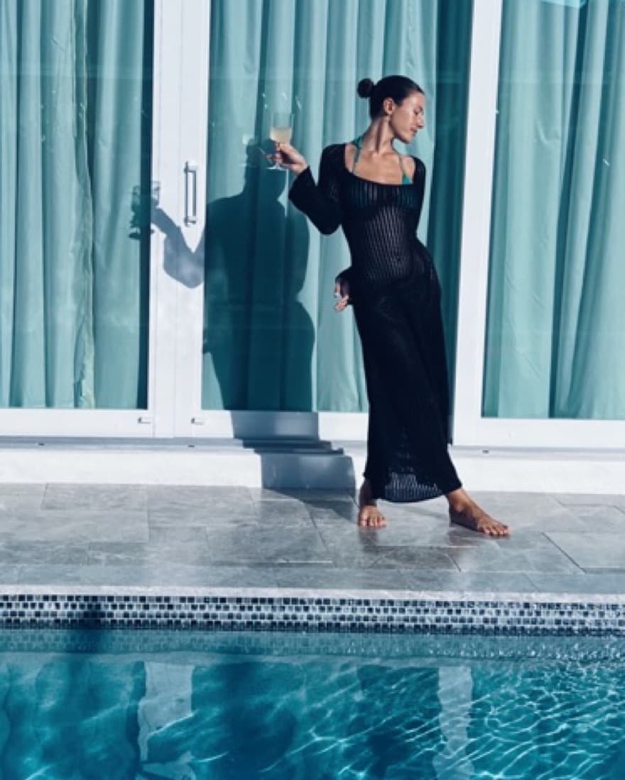 Black Crochet Longsleeve Dress - Image 3