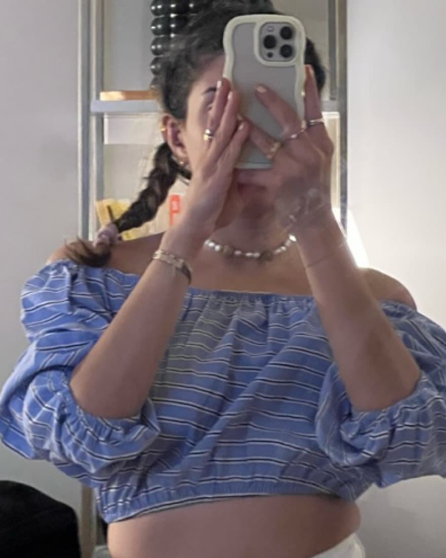 Alice and Olivia blue striped top - Image 1