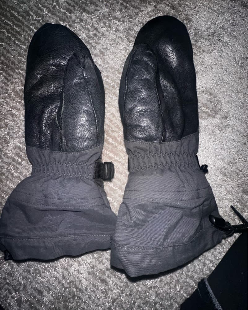 Black Leather Ski Mittens  - Image 2