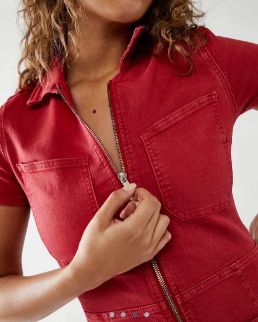 Free people Red Jean Romper - Image 4