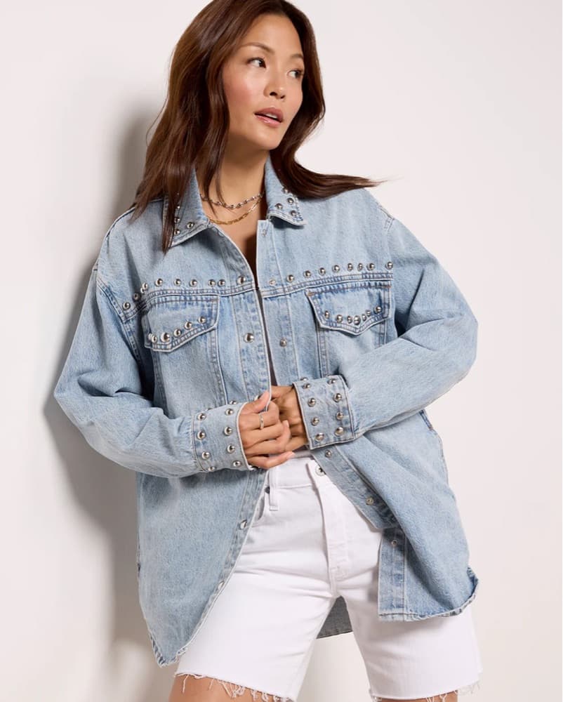 Pistola Mandy Studded Denim Shacket - Image 1