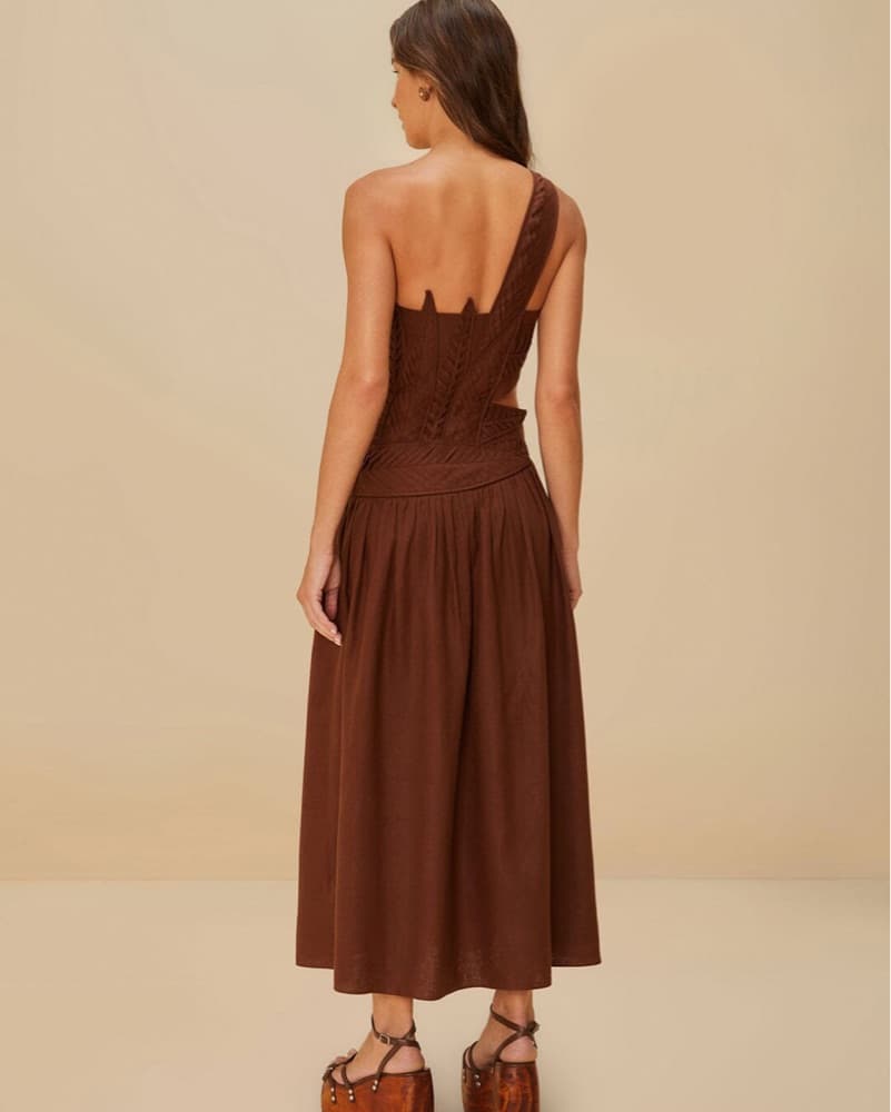 FARM Rio Brown Leaf Maxi Dress - Image 4