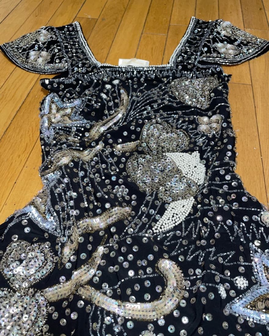 ERAS Beaded Sequince Black Stary Dress - Image 4