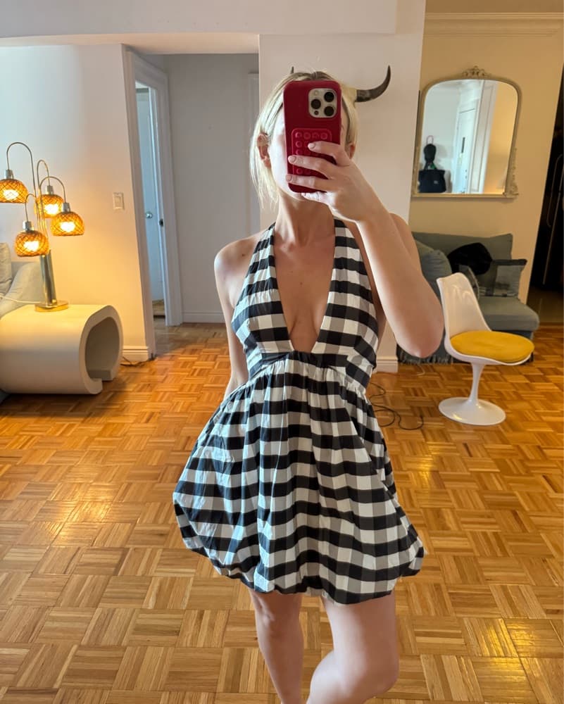 Mini Dress Black And White Gingham - Image 3
