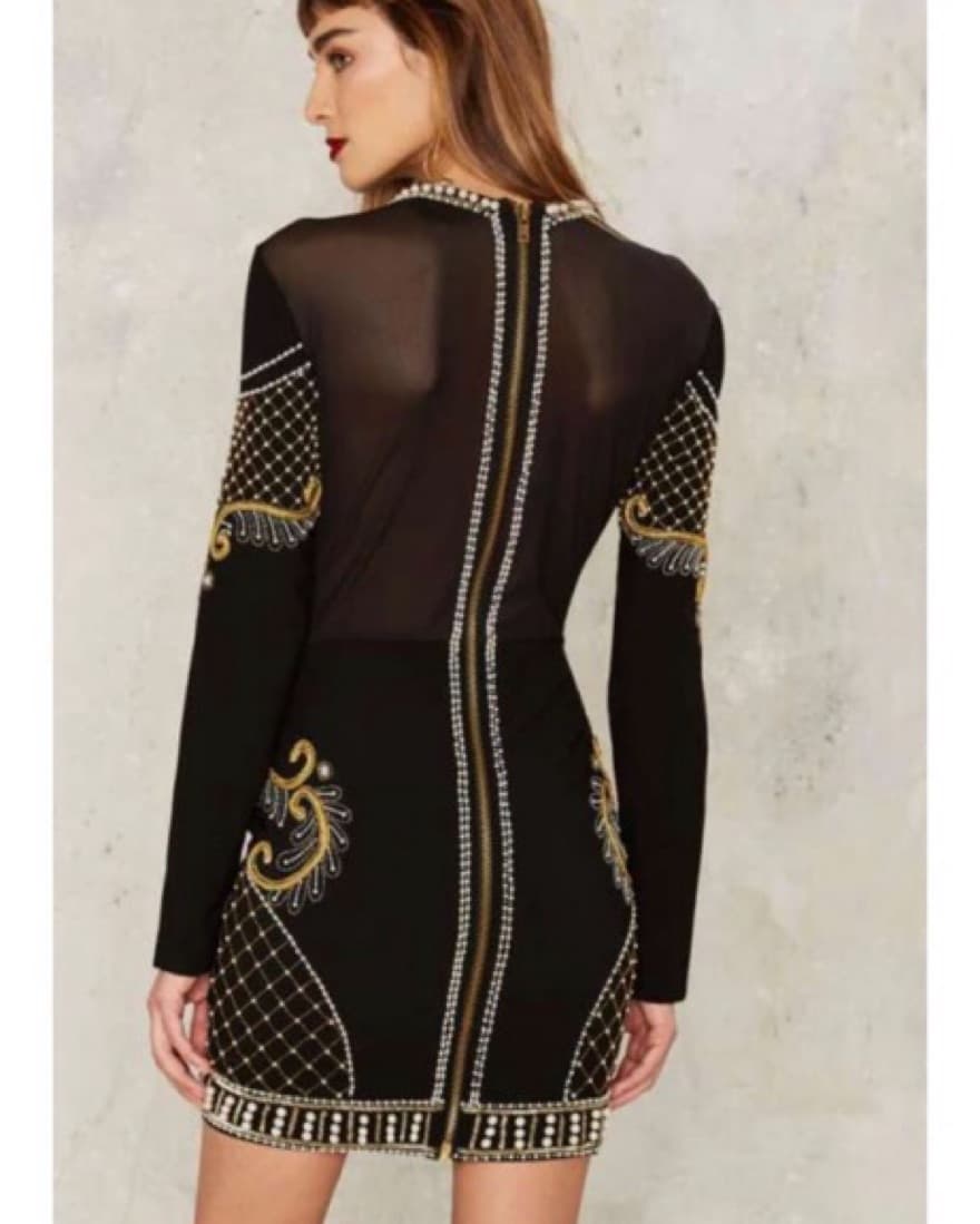 Fully Beaded Embellished Mini Dress - Image 2