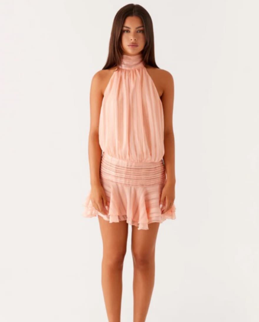 Pink Chiffon Halter Summer Dress  - Image 2