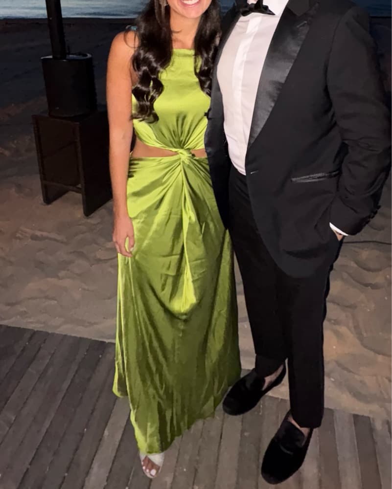 DIAMANTO GOWN IN PEAR GREEN - Image 1