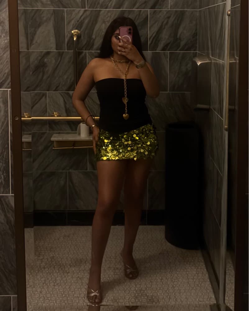 Sequin Green Mini Skirt - Image 1
