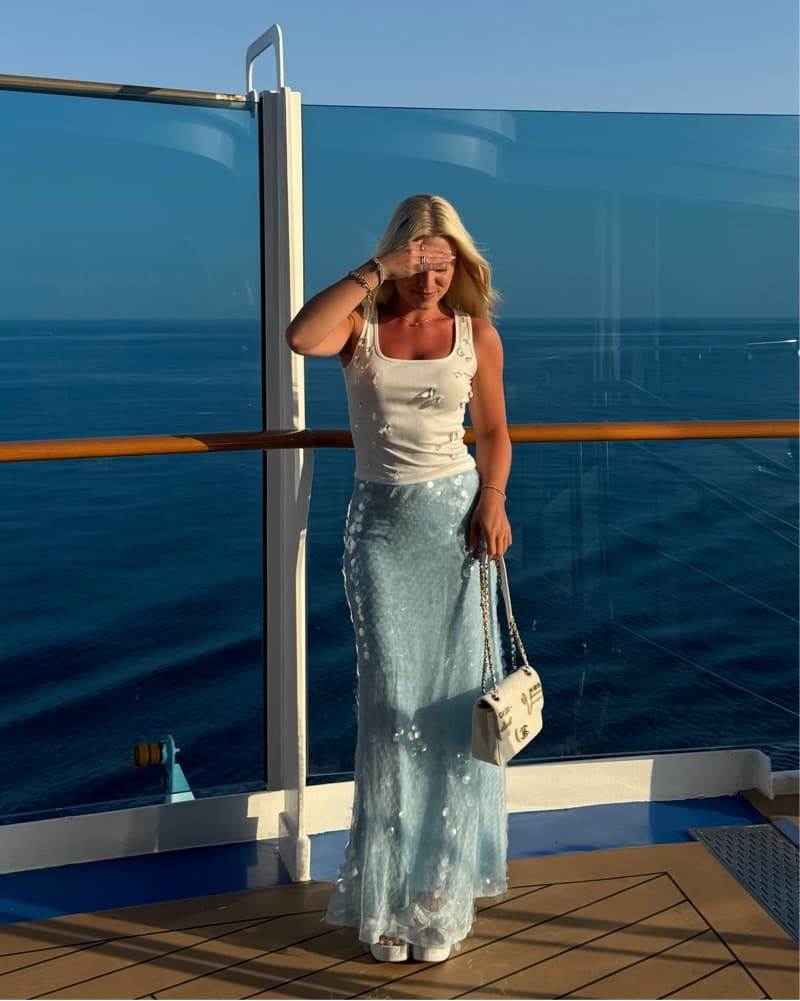 Sequin Blue Skirt Revolve  - Image 1