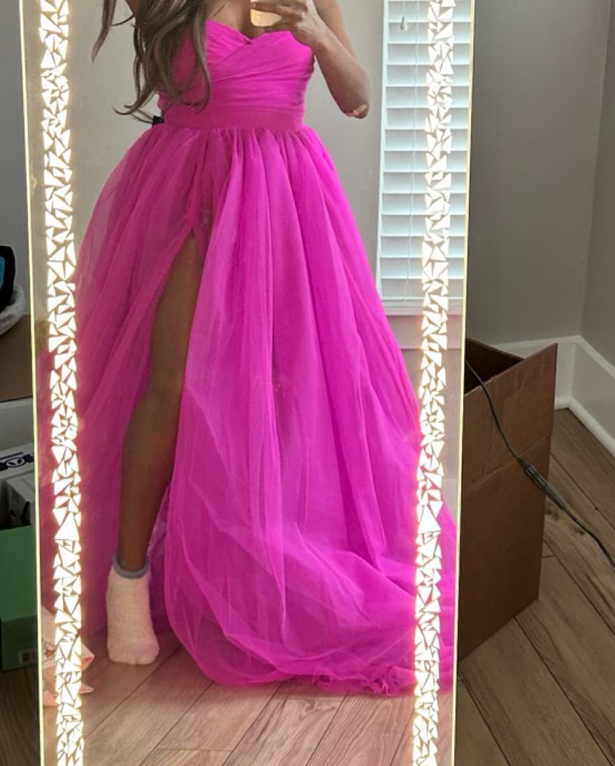 Pink Tulle Prom Dress - Image 1