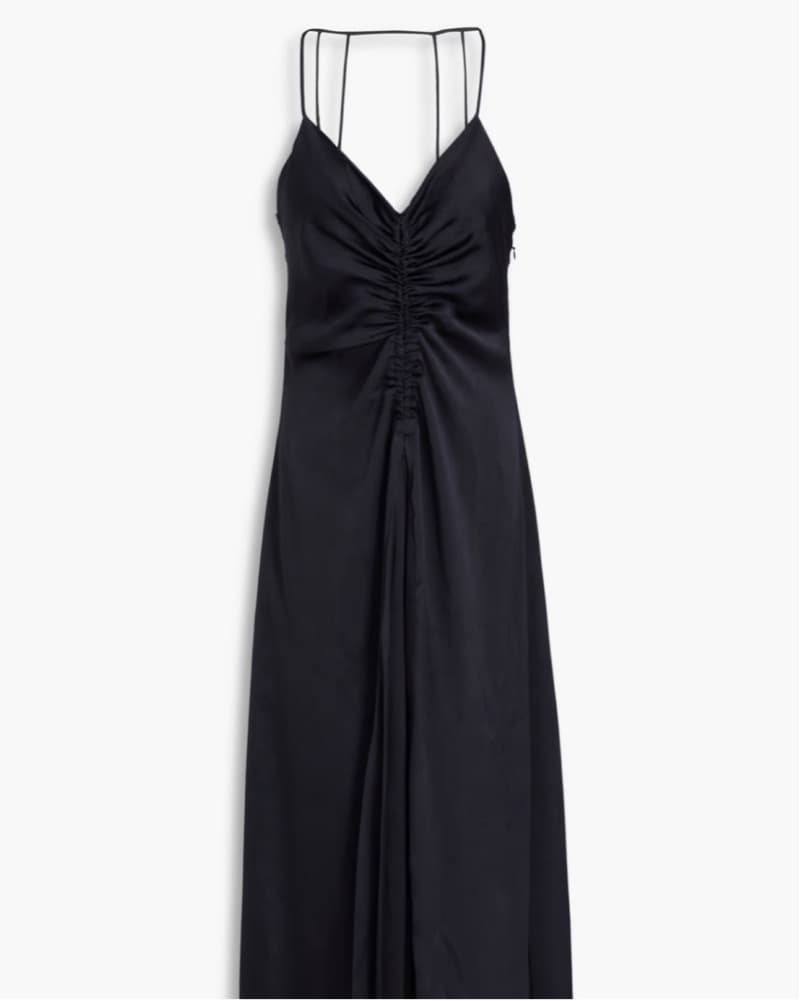 Sandro Ruched Satin Midi Dress - Image 2
