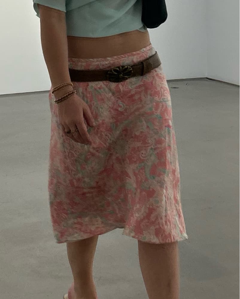 Vintage Pink Pasley Skirt - Image 1