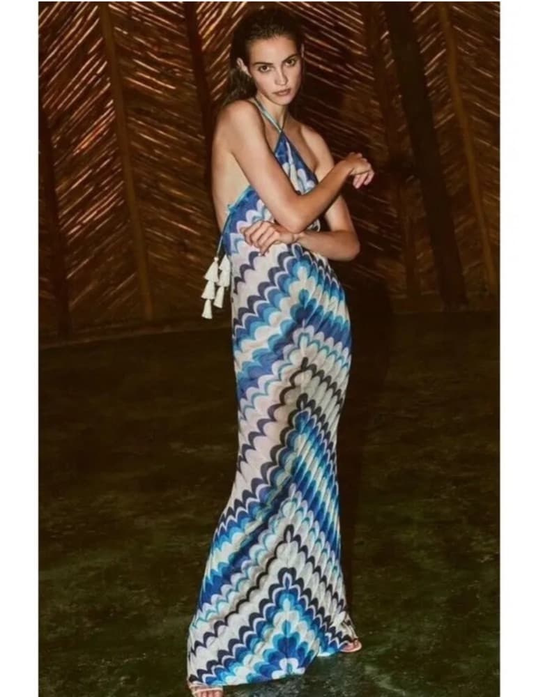 Alexis Blue Chevron Dixon Maxi Dress XS - Image 1