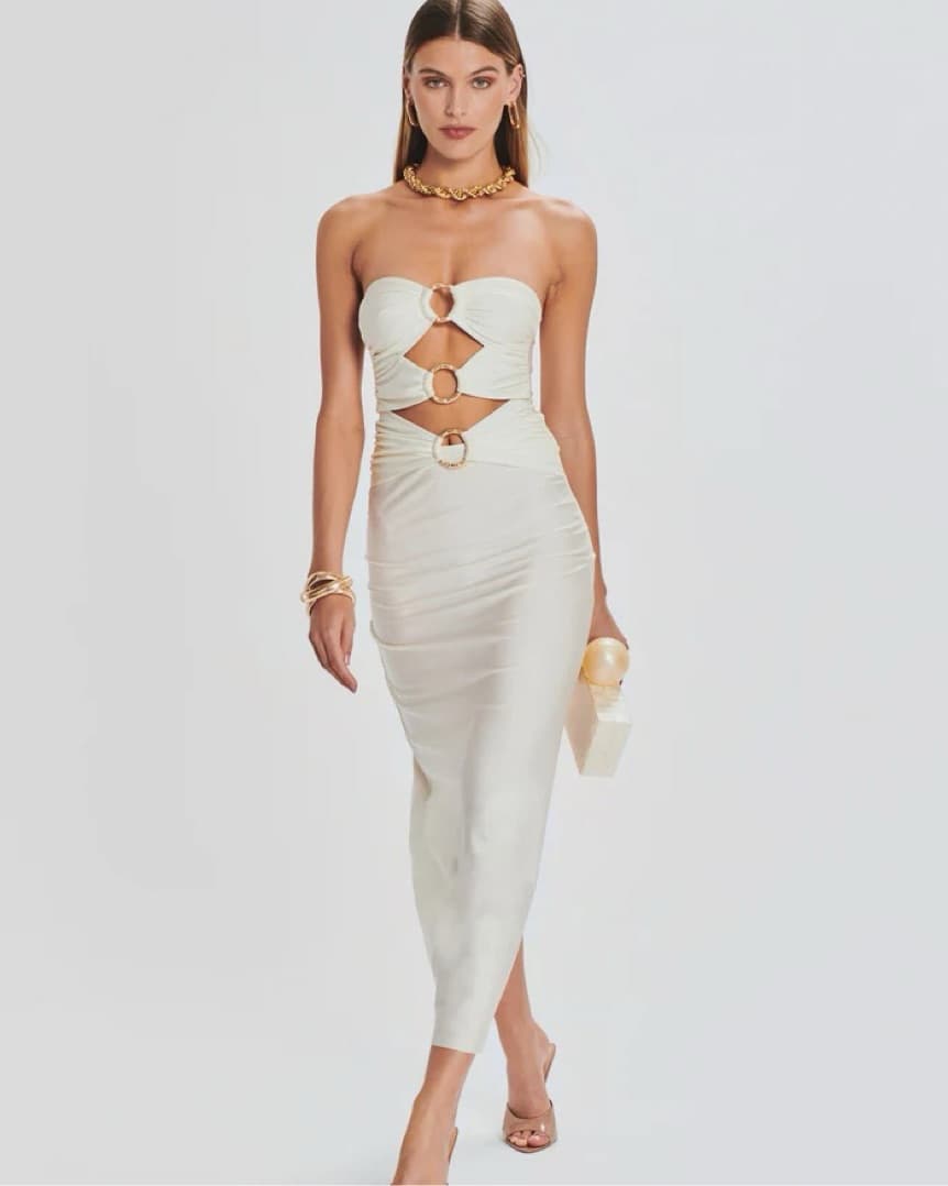 LILY LYCRA MAXI DRESS / Shani shemer Strapless Dress - Image 1