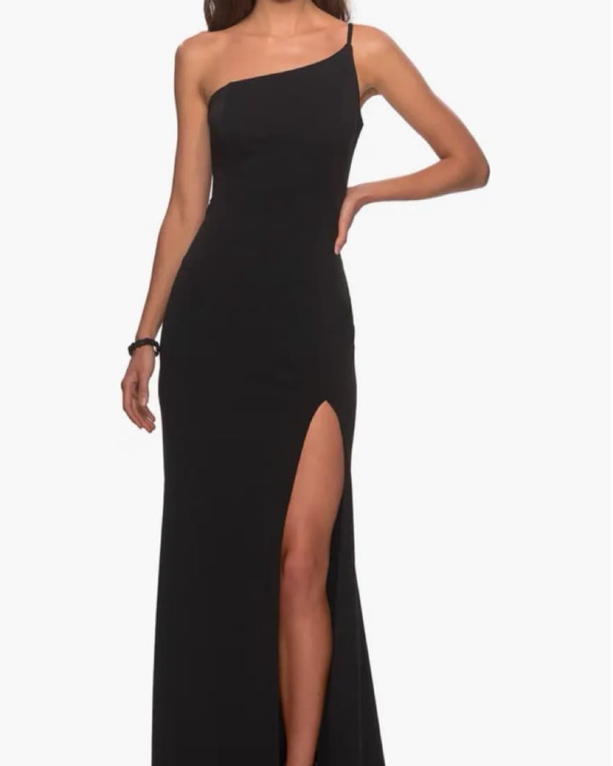 La Femme Black One-Shoulder Formal Dress - Image 1